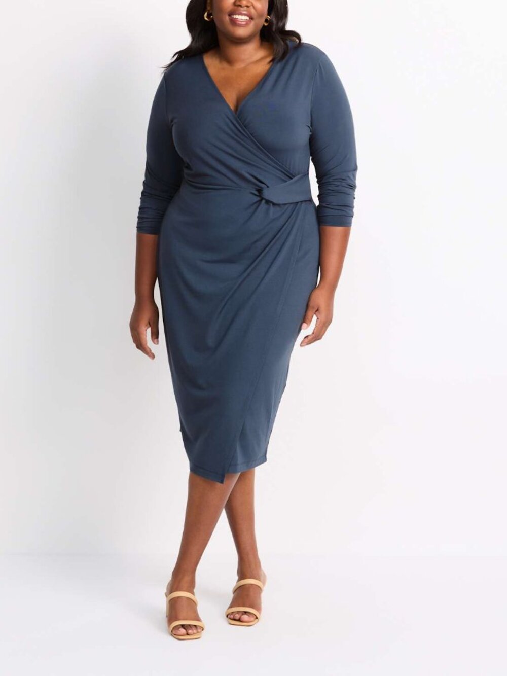 Nine Britton Lima Surplice Dress Blue Plus 2X